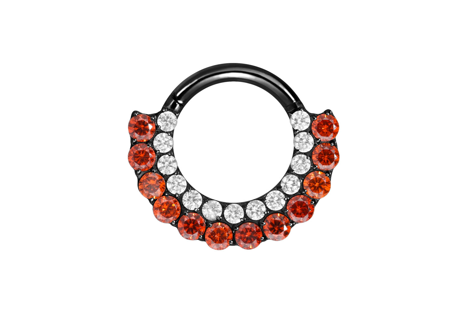 Titan Segmentring Clicker Piercing EINGEFASSTE KRISTALLE ZWEIFARBIG